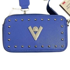 Valentino Royal Blue Studded Crossbody Bag with Silver Details